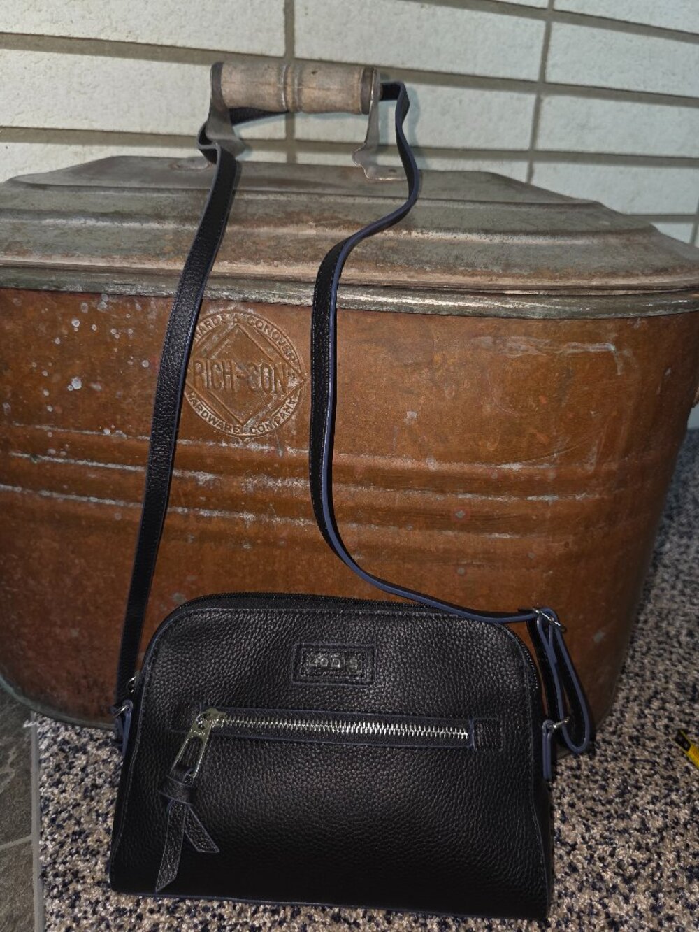 Lodis Charlotte Pebbled Leather Small Crossbody‎ Bag Black Purse